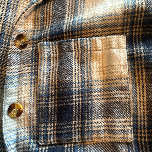 Long shein plaid flannel - blue and light brown - Picture 2 of 5